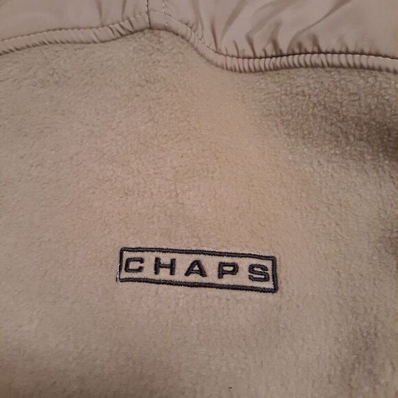 Men’s Chaps Fleece Jacket Size XL/TG Full Zip Tan Drawstring Waist LNC - Picture 12 of 12